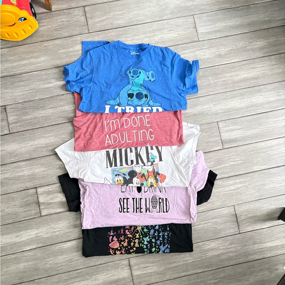 Disney Parks T Shirt size Medium Lot - Blue, pink, White, Purple, Black